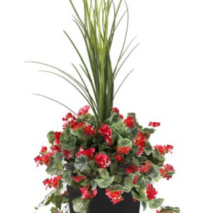ARTIFICIAL RED GERANIUM OUTDOOR FLOWER ARRANGEMENT